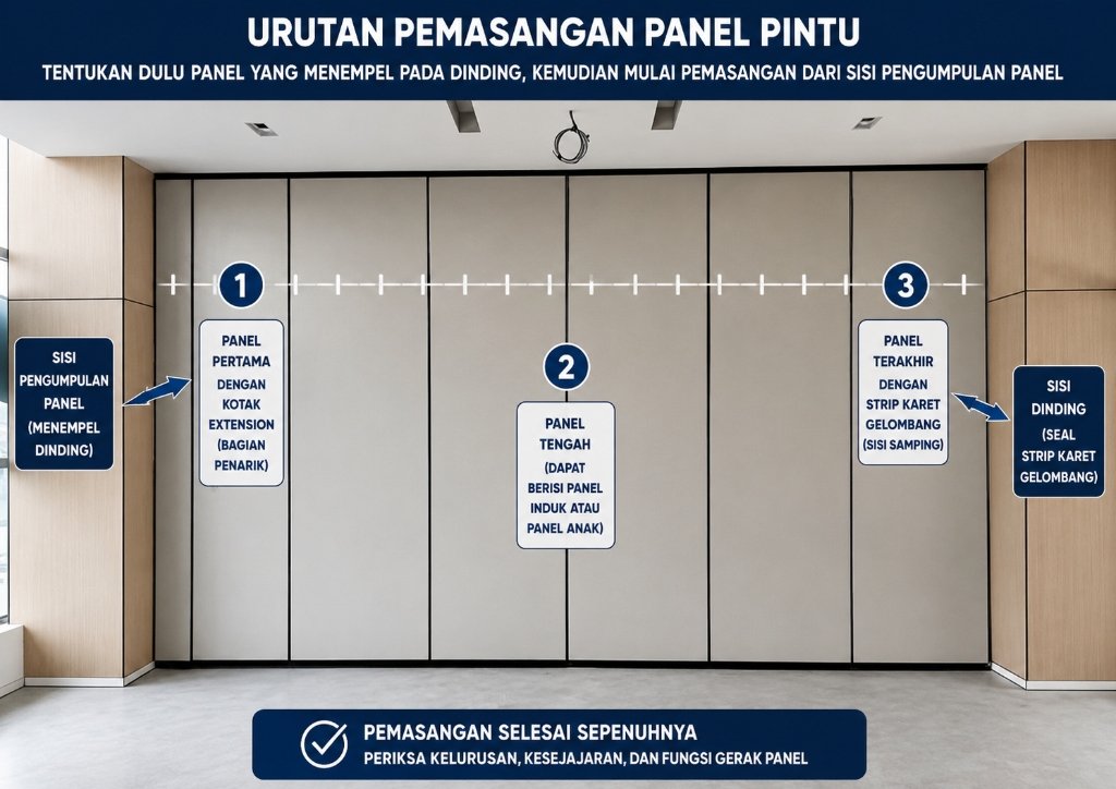 Demountable Partition Panel Sequence - Urutan Pemasangan Panel Dinding ke Dinding